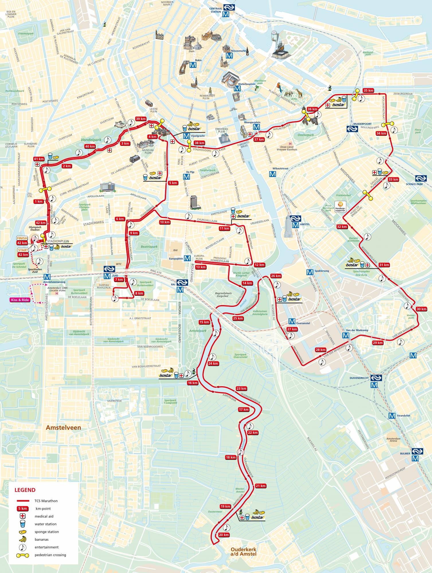 Geld rubber Naar boven Betekenisvol Course and aid stations – TCS Amsterdam Marathon - EN